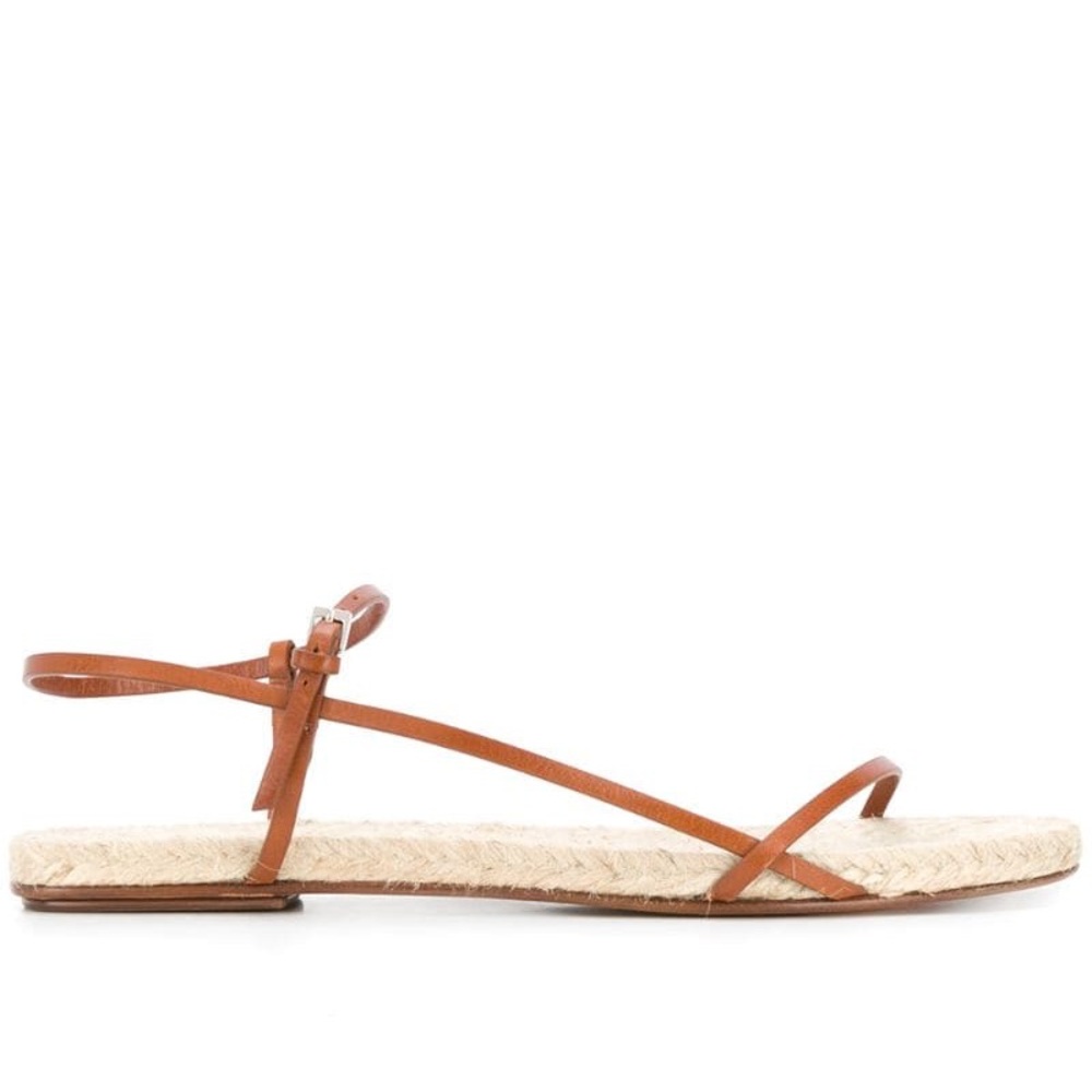 GUC The Row Bare Leather Espadrille Sandals in Tan